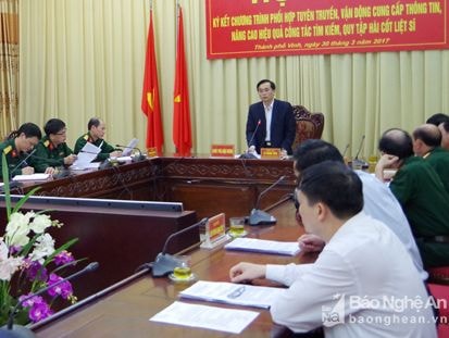 Ký kết phối hợp nâng cao công tác tìm kiếm quy tập hài cốt liệt sỹ