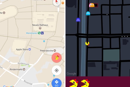 Ngày Cá tháng tư, Apple cho chơi Pac-Man trên Google Maps