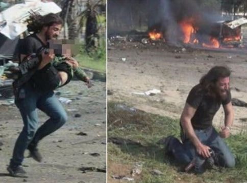 ​Nhà báo quỳ khóc nức nở bên xác em bé chết vì bom