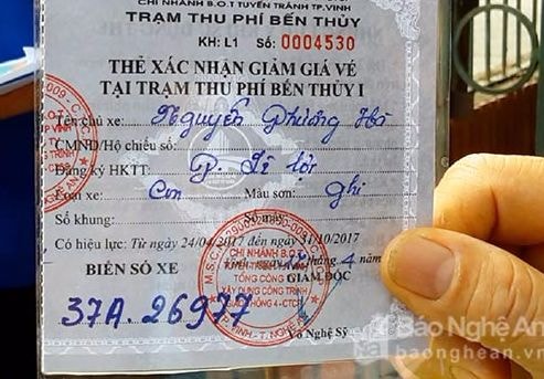 Vì sao thẻ miễn vé qua cầu Bến Thủy I lại ghi 'Thẻ giảm giá'?