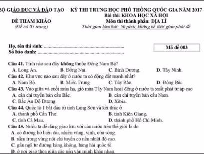 Bộ Giáo dục lên tiếng về những tranh luận quanh đề thi Địa lý