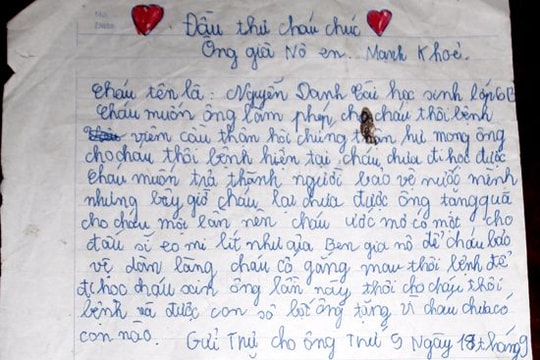 'Thư gửi ông già Noel' xin được khỏi bệnh của cậu bé viêm cầu thận