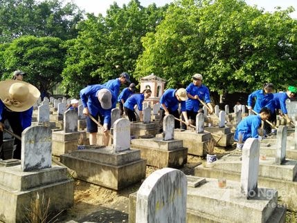 Tuổi trẻ Anh Sơn chăm sóc Nghĩa trang liệt sỹ Việt - Lào