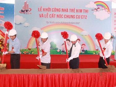 Khởi công xây dựng nhà trẻ Kim Thi và cất nóc tòa nhà chung cư cao 12 tầng