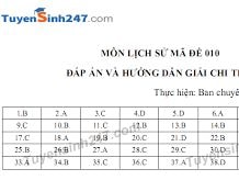 Bộ Giáo dục cập nhật lại đáp án môn Lịch sử
