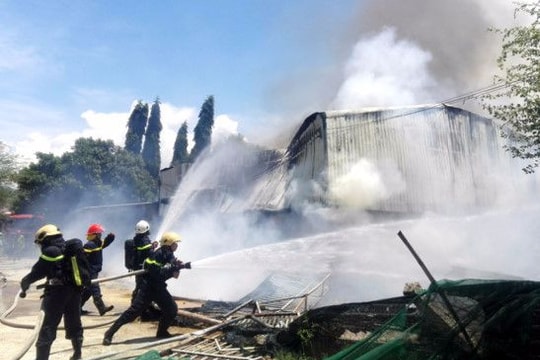 Lửa thiêu rụi nhà máy chế biến bã mía, 1 công nhân bị thương