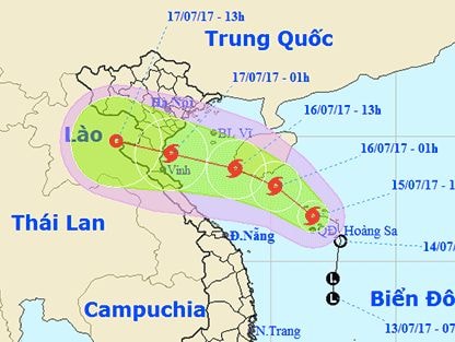 Bão cấp 8 hướng Thanh Hóa - Hà Tĩnh