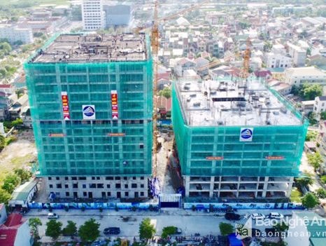 Cất nóc Tòa nhà CT1 cao 16 tầng dự án chung cư Arita Home tại TP Vinh