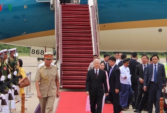Hình ảnh Tổng Bí thư Nguyễn Phú Trọng bắt đầu thăm Myanmar
