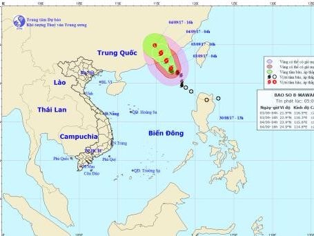 Bão số 8 sẽ đi vào đất liền tỉnh Quảng Đông và suy yếu thành áp thấp