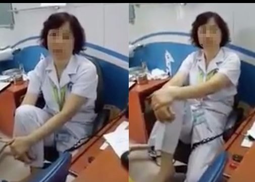 Gác chân lên ghế, nữ tiến sĩ Bệnh viện Mắt bị tạm dừng chuyên môn