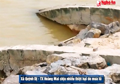 Xã Quỳnh Dị (Tx. Hoàng Mai) chịu nhiều thiệt hại do mưa lũ