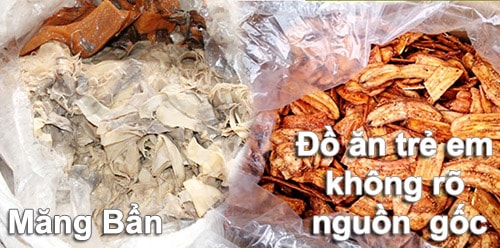 Ghê người với măng bẩn, thức ăn trẻ em không rõ nguồn gốc