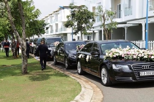 Chú rể Trung Tín đưa cả dàn xế sang đến rước cô dâu Thu Thảo