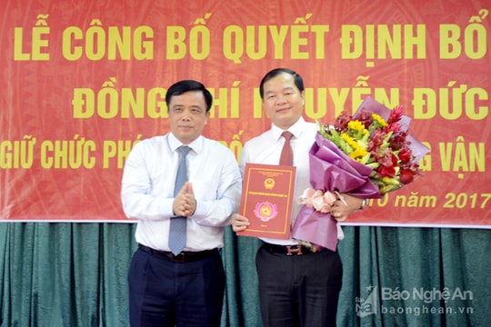 Bổ nhiệm Phó Giám đốc Sở Giao thông Vận tải Nghệ An