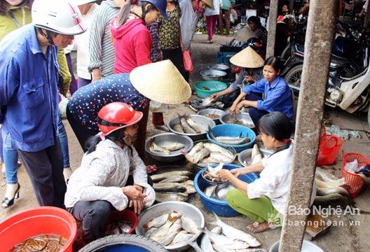 Tấp nập hàng cá chợ quê sau lũ