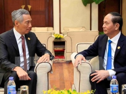 Chủ tịch nước Trần Đại Quang gặp Thủ tướng Singapore Lý Hiển Long