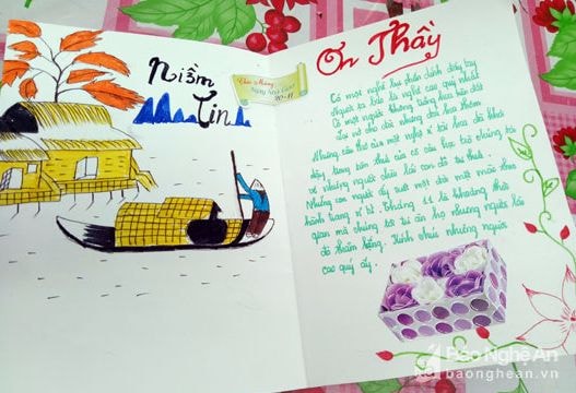 Những tấm thiệp tự chế của học sinh vùng cao tặng thầy cô giáo