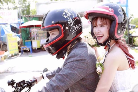 Khởi My - Kelvin Khánh rước dâu bằng moto