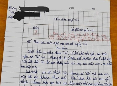 Bài văn 'cảm nghĩ của em về ngày Tết' viết bằng trái tim gây xôn xao dân mạng
