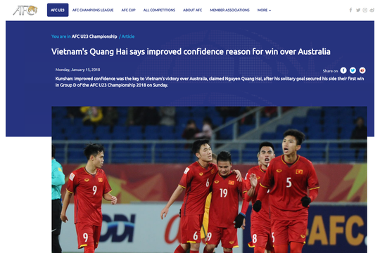 “Thần tài” U23 Việt Nam trả lời phỏng vấn AFC sau trận thắng Australia