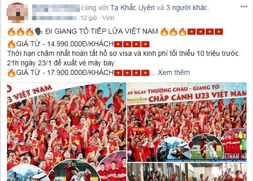 “Cháy” tour từ Nghệ An đi Trung Quốc xem trận chung kết lịch sử của U23 Việt Nam