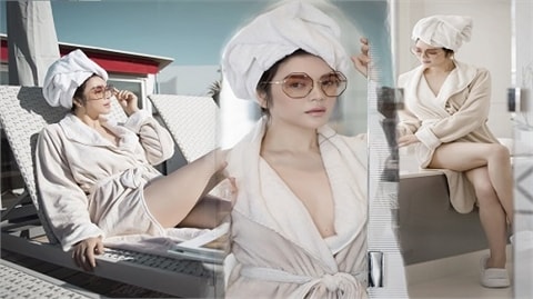 Lý Nhã Kỳ quyến rũ chết người với áo choàng tắm