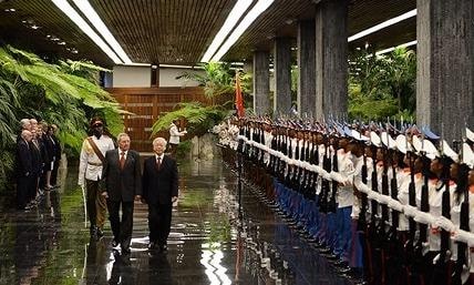 Tổng Bí thư Nguyễn Phú Trọng hội đàm với Chủ tịch Cuba Raul Castro