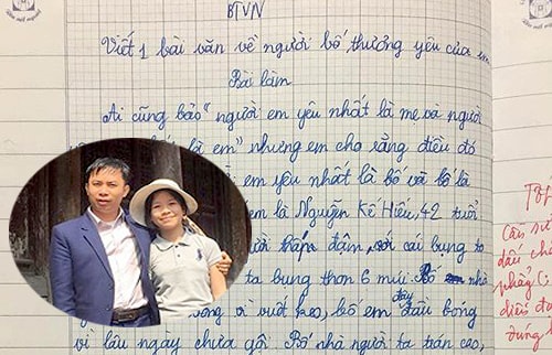 Tả bố 'trán dô, siêu lầy', bài văn của cô học trò lớp 5 ở Nghệ An đạt điểm 10 