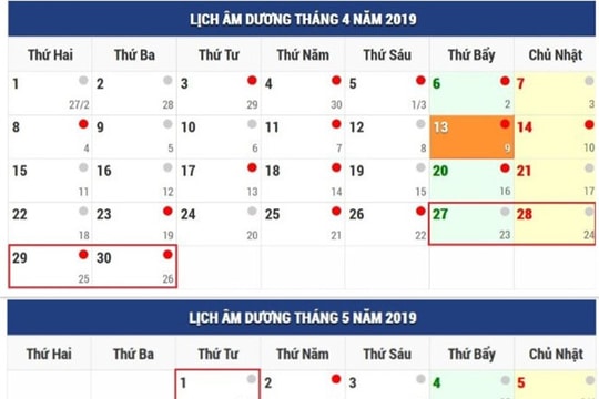 Đề xuất hoán đổi ngày nghỉ Tết Dương lịch, 30/4 và 1/5 năm 2019