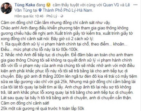 Cộng đồng mạng thích thú với cách xử lý lỗi không gương chiếu hậu của CSGT