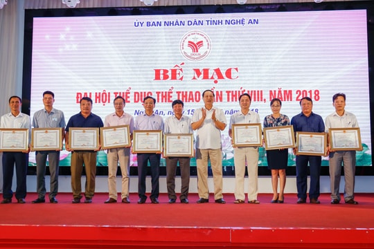 Trao 338 bộ huy chương tại Đại hội TDTT tỉnh Nghệ An lần thứ VIII