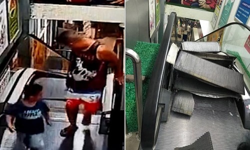 Hai cha con thoát chết trong gang tấc khỏi “thang máy nghiền“