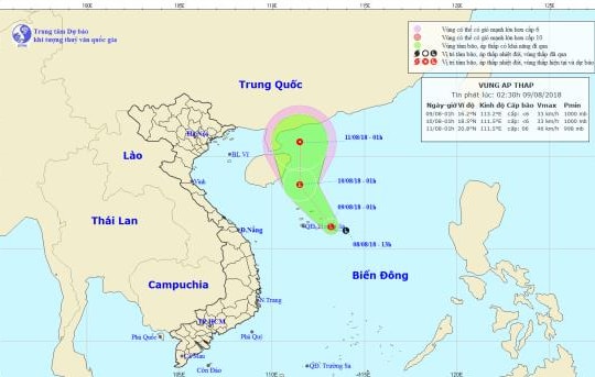 Vùng áp thấp trên Biển Đông có khả năng mạnh lên thành áp thấp nhiệt đới