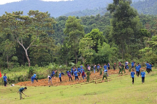 Hàng trăm thanh niên lao động giúp bản nghèo 