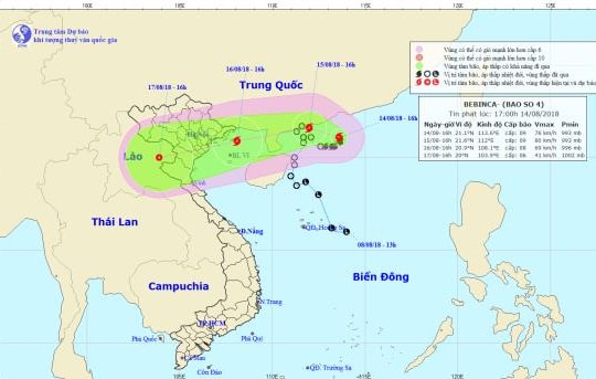 Thông tin mới nhất về cơn bão số 4 (bão BEBINCA) trên Biển Đông