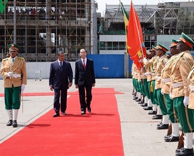 Tổng thống Ethiopia chủ trì lễ đón và Hội đàm với Chủ tịch nước Trần Đại Quang