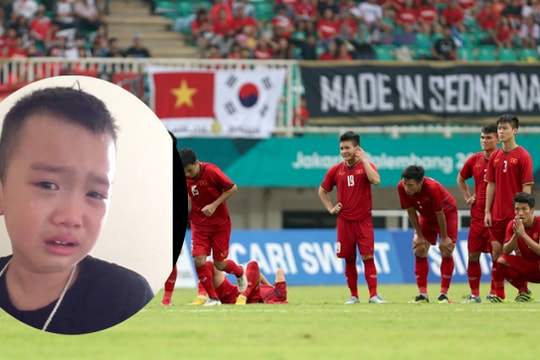CĐV nhí khóc nức nở vì Olympic Việt Nam thua UAE trên chấm luân lưu