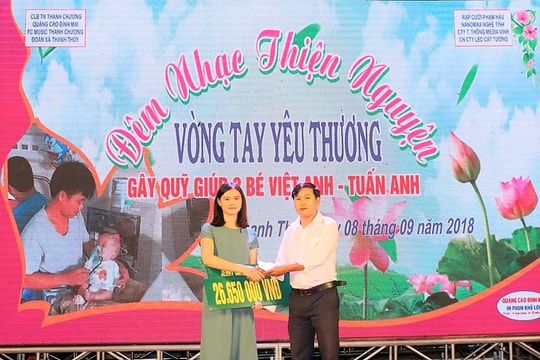 120 triệu đồng ủng hộ cặp song sinh mắc bệnh hiểm nghèo ở Thanh Chương