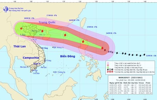 Siêu bão MANGKHUT giật trên cấp 17, biển động dữ dội