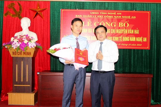 Bổ nhiệm Phó trưởng Ban quản lý Khu kinh tế Đông Nam Nghệ An