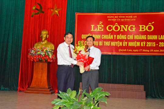 Quỳnh Lưu có tân Bí thư Huyện ủy