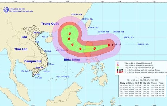 Siêu bão Yutu giật cấp 17 đang hướng về Biển Đông 