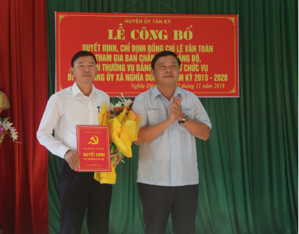 Huyện Tân Kỳ điều động, bổ nhiệm Bí thư Đảng ủy xã Nghĩa Dũng