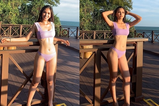 Tiểu Vy mặc bikini khoe cơ bụng tại Miss World
