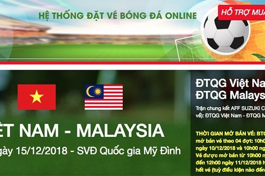 Xuất hiện trang web giả mạo bán vé online trận Việt Nam – Malaysia
