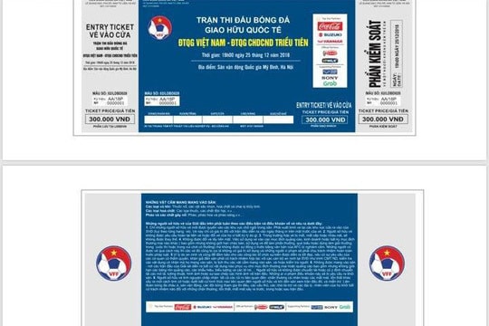 Tiếp tục bán vé online trận đấu giao hữu giữa ĐT Việt Nam - ĐT CHDCND Triều Tiên 