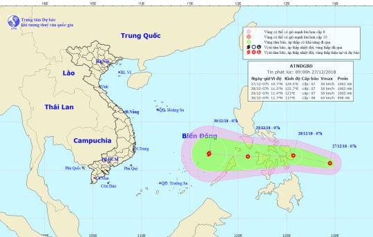 Xuất hiện áp thấp nhiệt đới trên Biển Đông