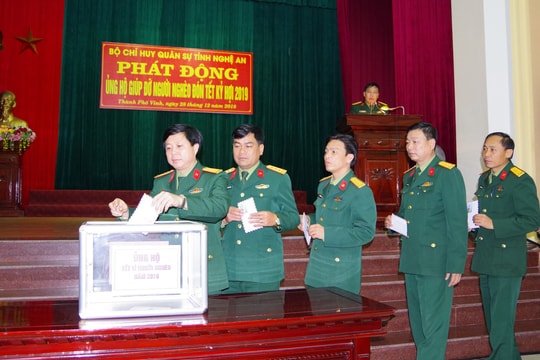 Bộ CHQS tỉnh phát động phong trào quyên góp ủng hộ người nghèo đón Tết Kỷ Hợi 2019