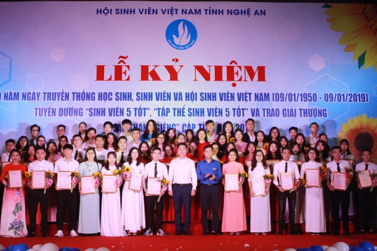 Nghệ An tuyên dương “Sinh viên 5 tốt”, “Tập thể sinh viên 5 tốt” và “Sao tháng Giêng” 